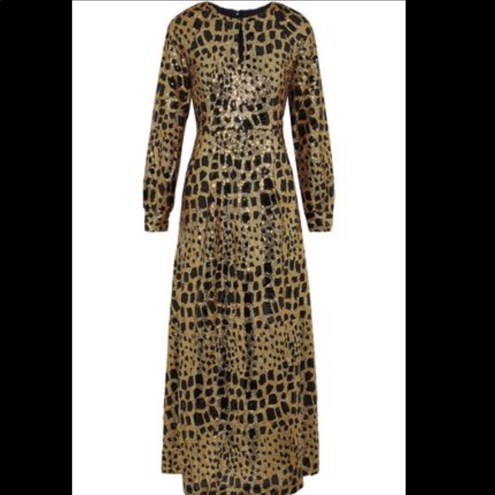 Free People Antik Batik Gold & Black Sequin Gown